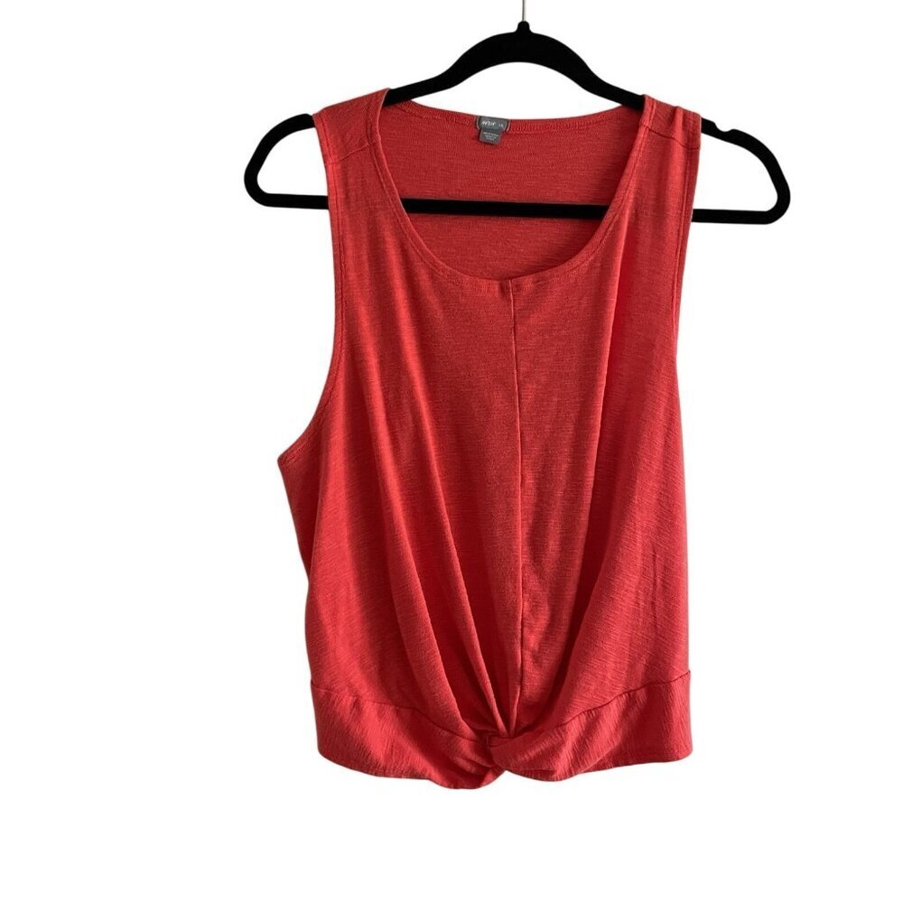 Aerie Womn L Coral Slub Knit Cotton Blend Casual Beach Twist Knot Front Tank Top